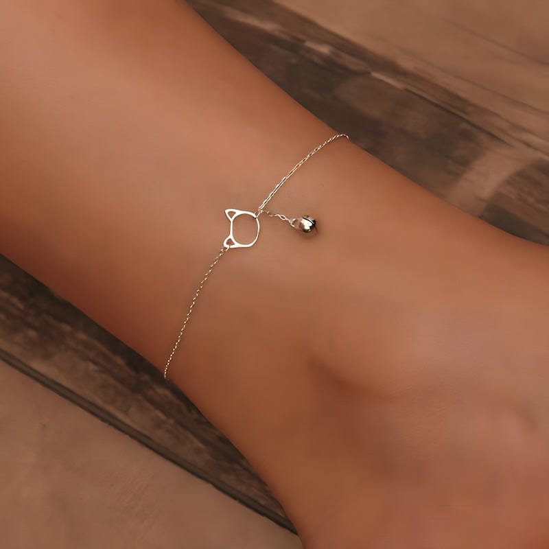 Anklets Bell And Cat Anklet Adjustable / Silver Unique Leather Bracelets