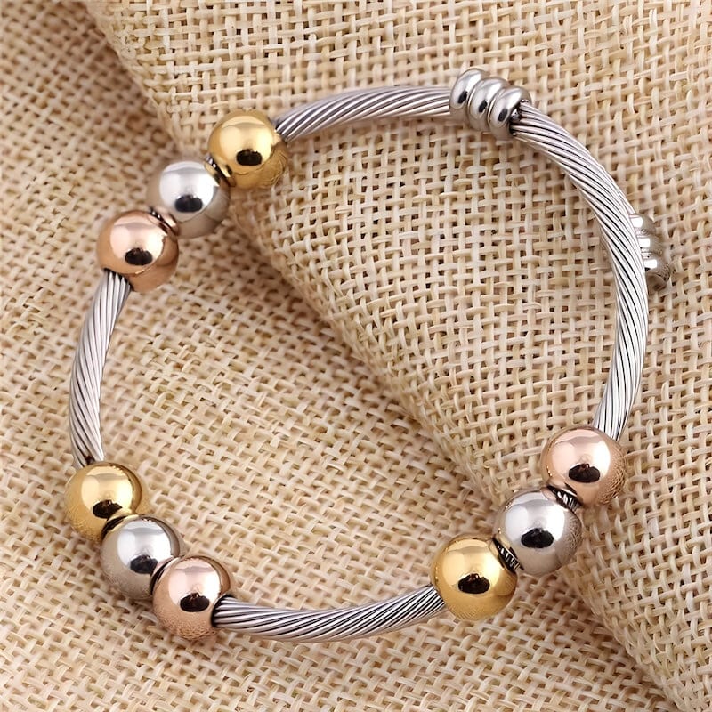 Bangle Cable Stretch Colorful Beads Cuff Bracelet