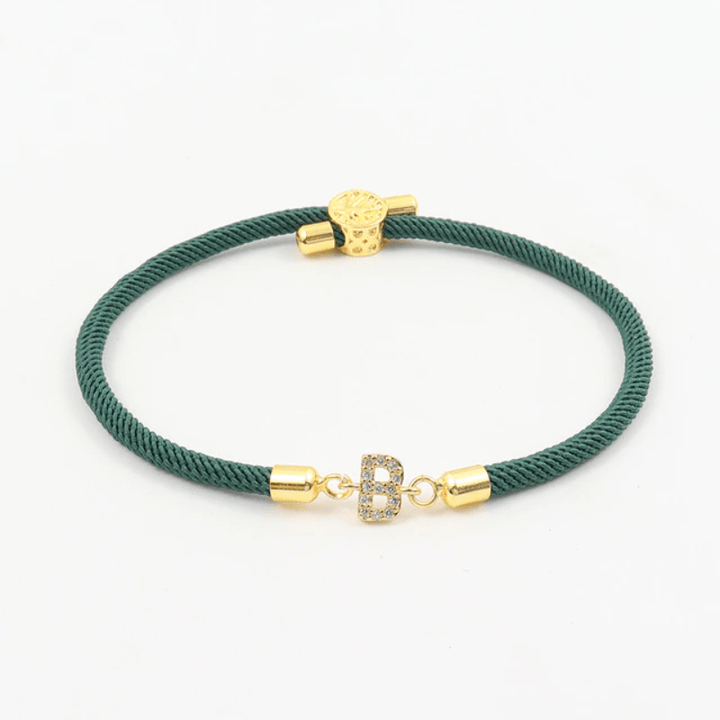 Initial Bracelet Rope Green Rope Unique Leather Bracelets A Green 