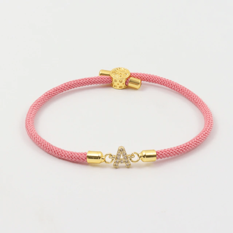Bracelets Colorful Adjustable Rope Initial Bracelet: The Perfect Personalized Jewelry Gift, Color - Pink A