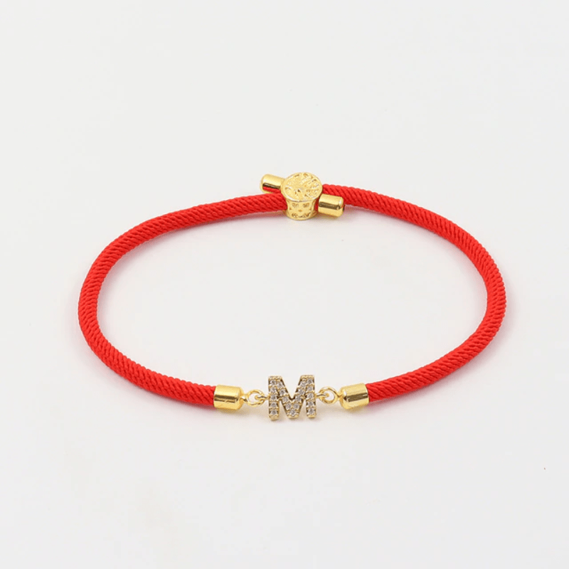 Initial Bracelet Rope Red Rope Unique Leather Bracelets A Red 