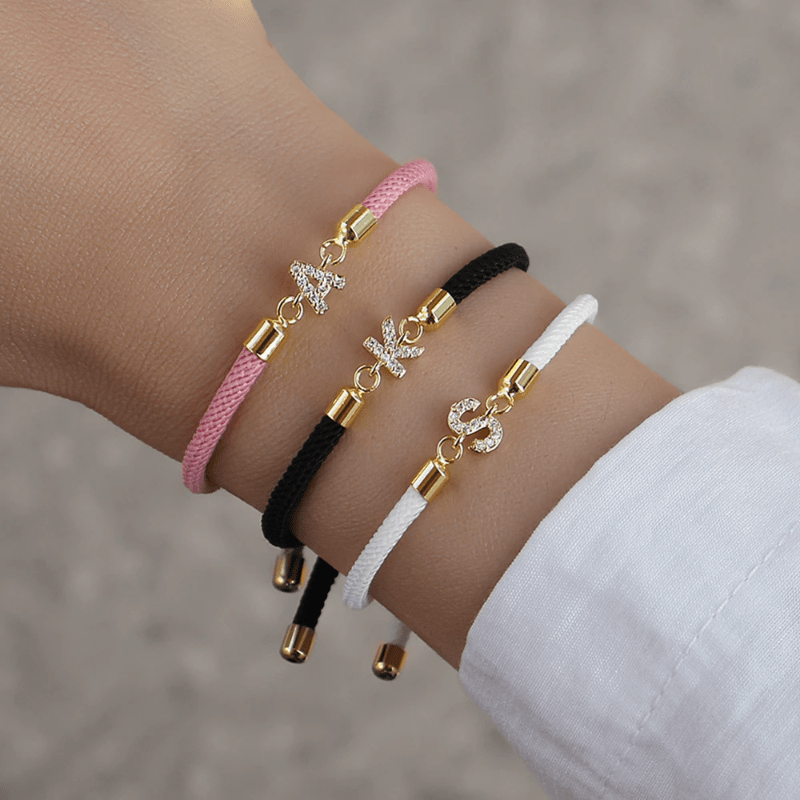 Bracelets Colorful Adjustable Rope Initial Bracelet: The Perfect Personalized Jewelry Gift, Color - White