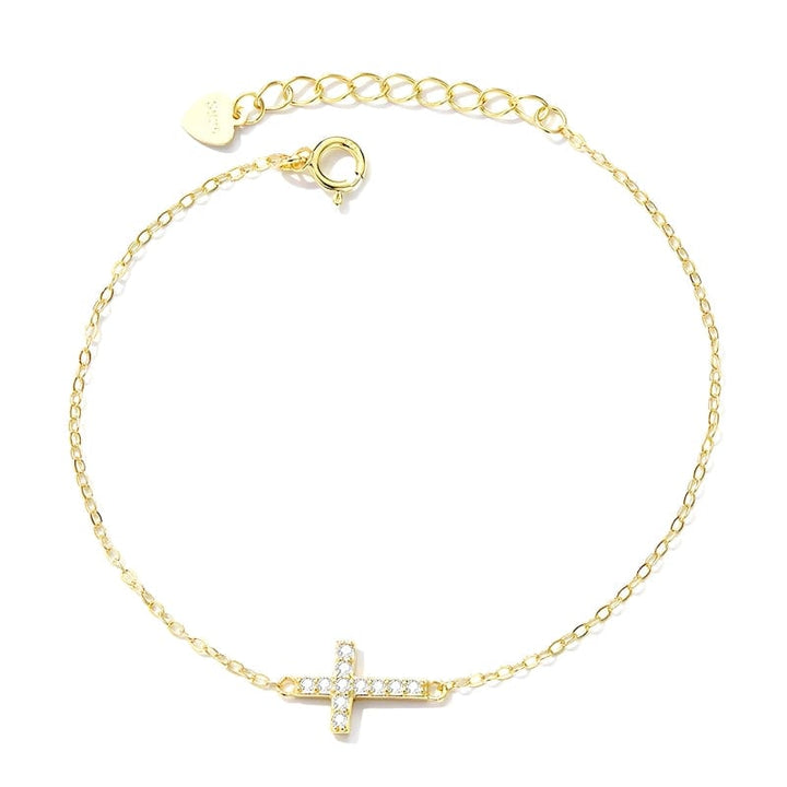 Cross Bracelet Zircon Faith, Devotion & Love Link Chain Unique Leather Bracelets Gold  
