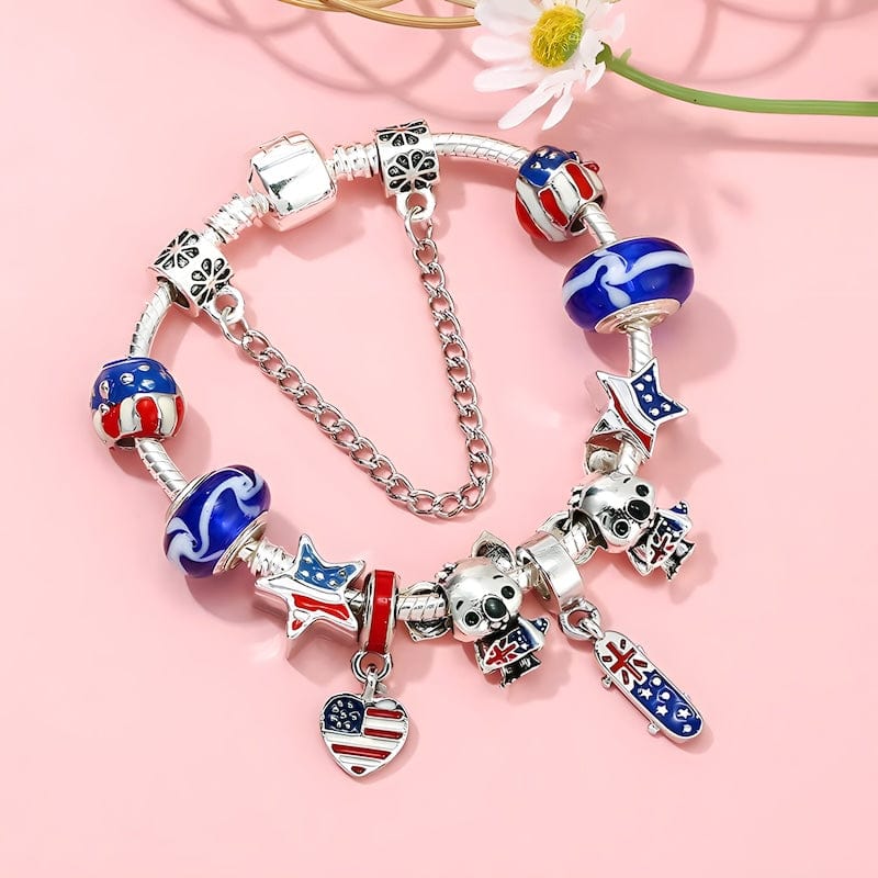 Charm Australia Flag Beads Koala Charm Bracelet