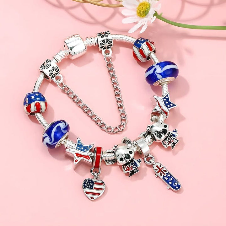 Charm Australia Flag Beads Koala Charm Bracelet
