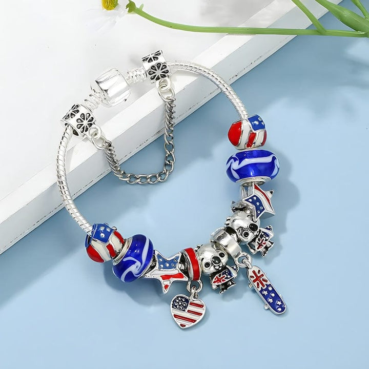 Charm Australia Flag Beads Koala Charm Bracelet