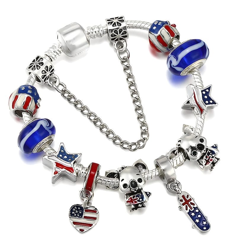 Charm Australia Flag Beads Koala Charm Bracelet