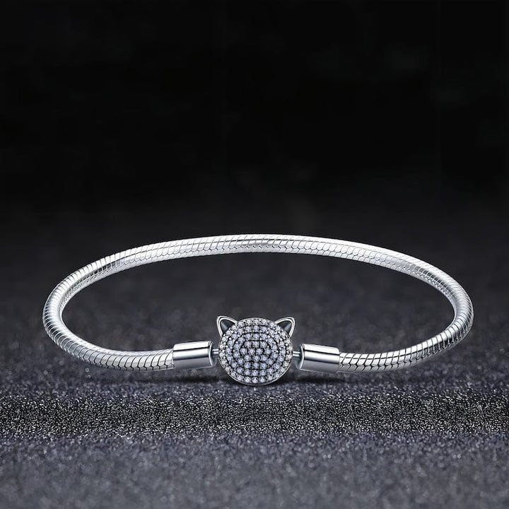Charm Cat Bracelet Sterling Silver Cubic Zircons