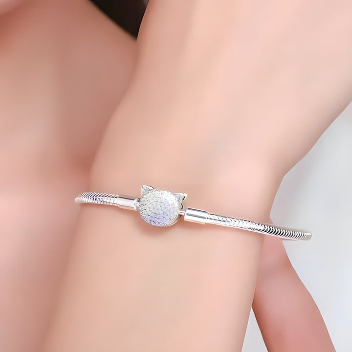 Charm Cat Bracelet Sterling Silver Cubic Zircons