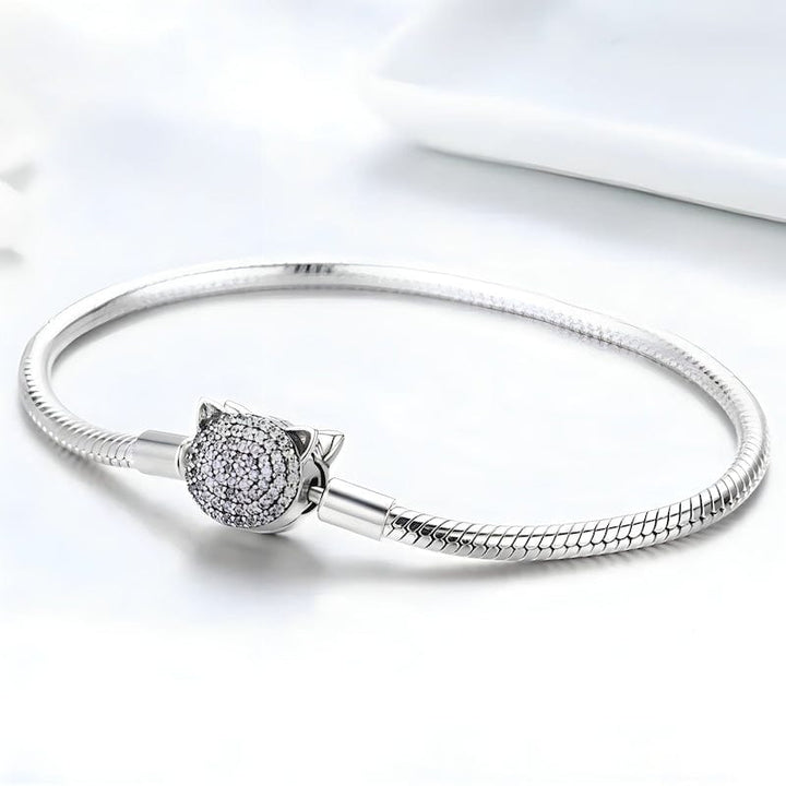 Charm Cat Bracelet Sterling Silver Cubic Zircons