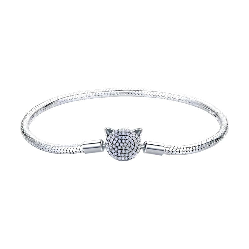 Charm Cat Bracelet Sterling Silver Cubic Zircons