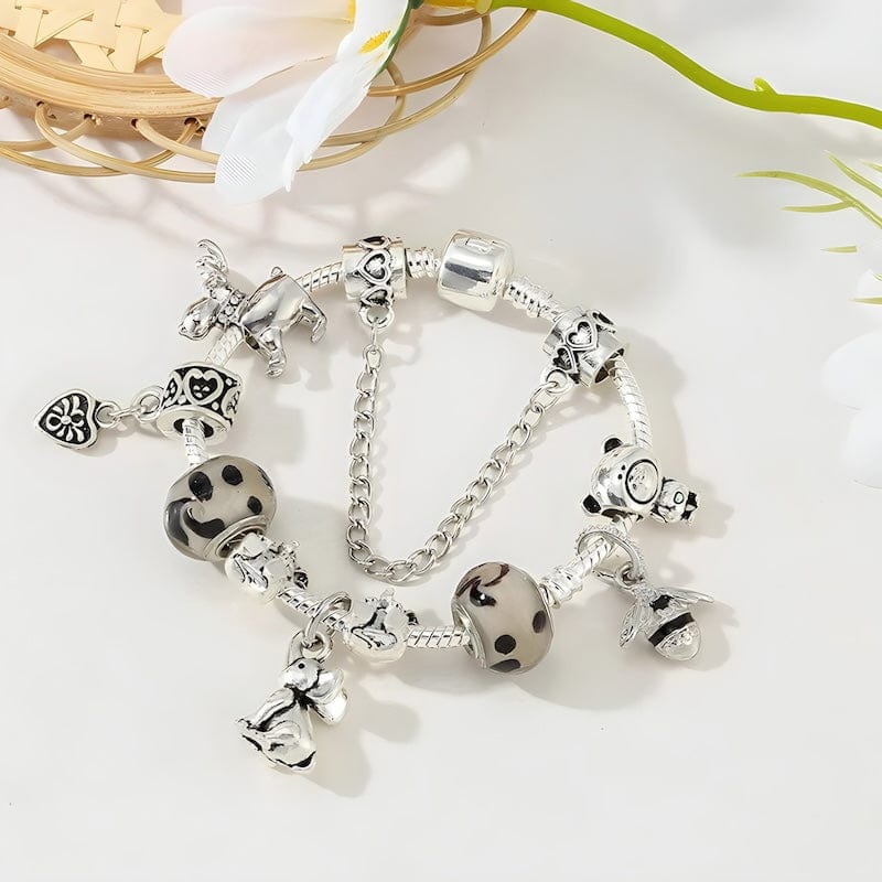 Elephant Bee Charm Bracelet bracelet by Unique Leather Bracelets