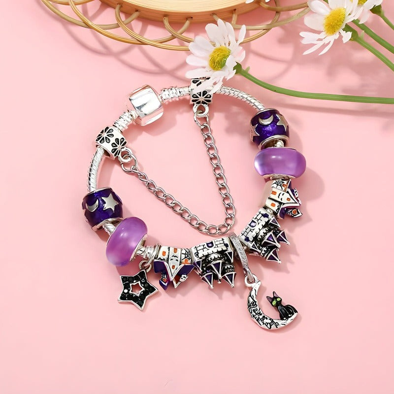 Charm Magic Cat Purple Charm Bracelet