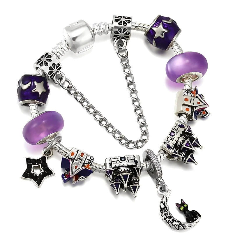 Charm Magic Cat Purple Charm Bracelet
