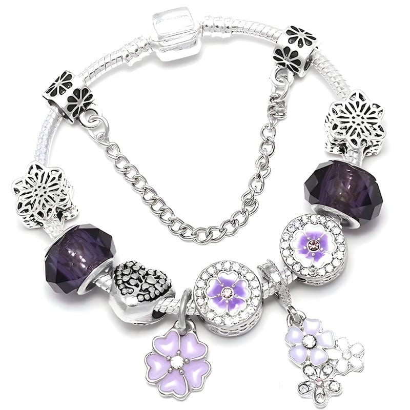 Charm Purple Flower Bracelet