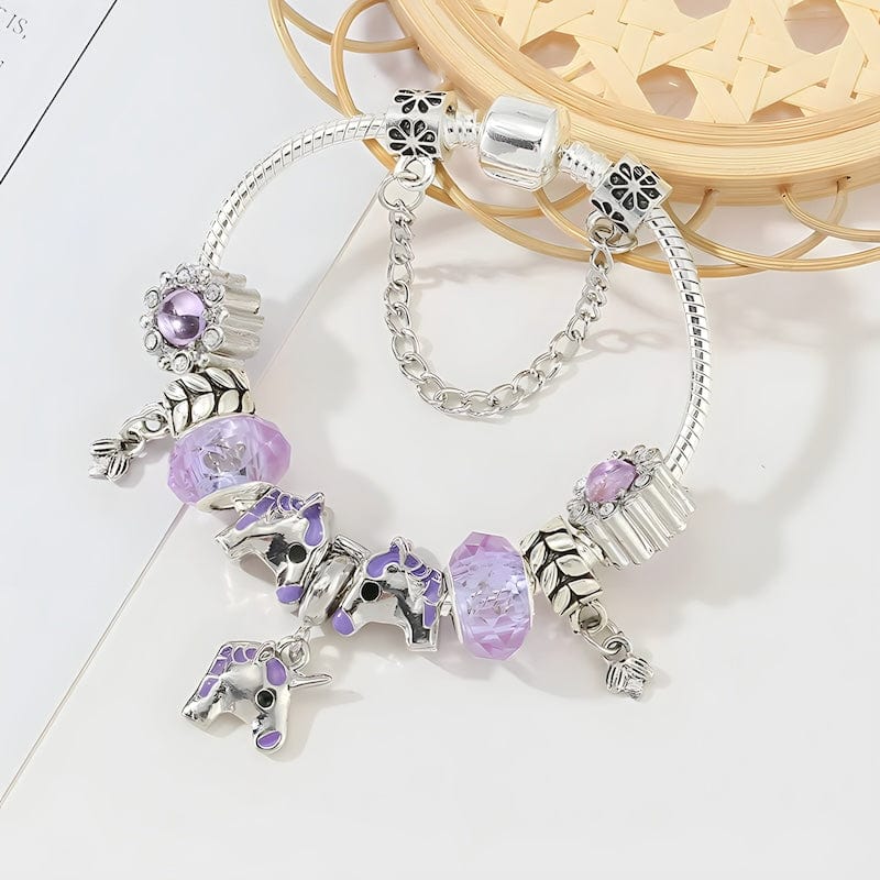 Purple Unicorn Charm Bracelet Charm Unique Leather Bracelets   