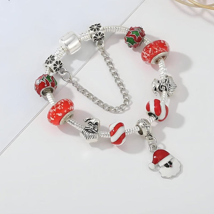 Santa Claus Christmas Red Charm Bracelet Charm Unique Leather Bracelets   