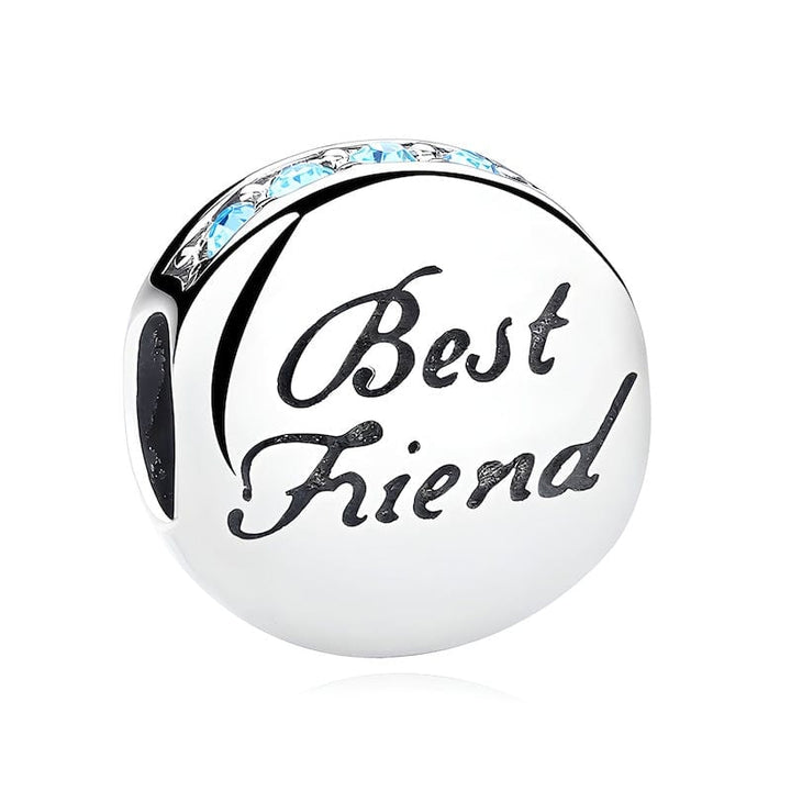 Charms Best Friend Blue Zircon Round Charm
