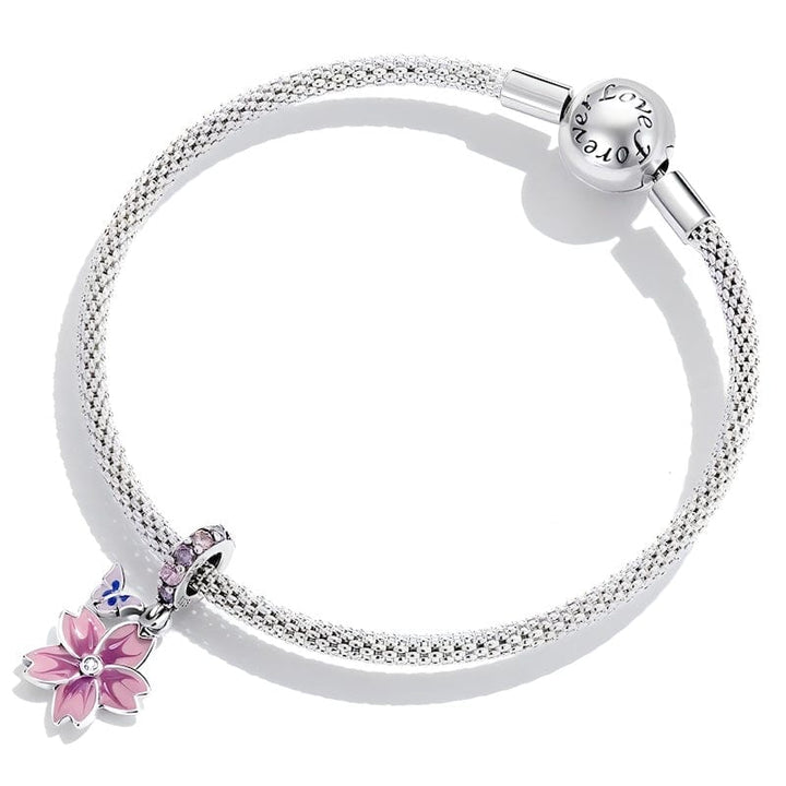 Charms Flower Charm Sterling Silver Pink Zircons