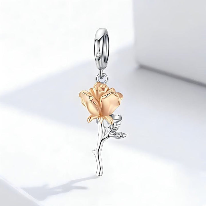 Charms Rose Charm Sterling Silver Rose Gold Color
