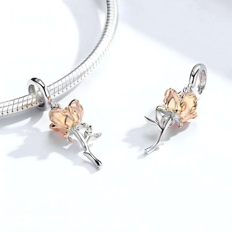 Charms Rose Charm Sterling Silver Rose Gold Color