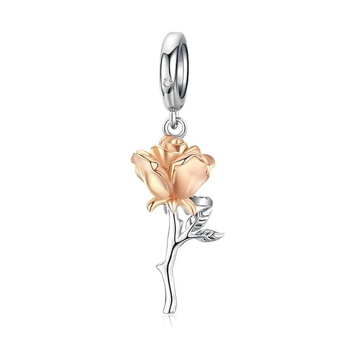 Charms Rose Charm Sterling Silver Rose Gold Color