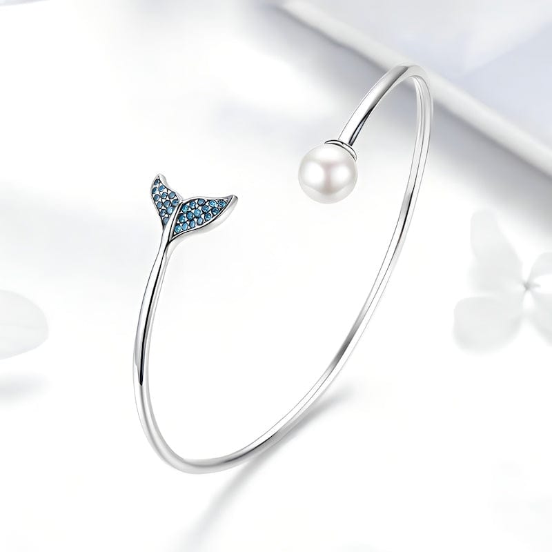Blue Zircon Mermaid's Tail Cuff Bracelet bracelet by Unique Leather Bracelets