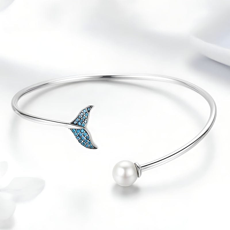 Blue Zircon Mermaid's Tail Cuff Bracelet bracelet by Unique Leather Bracelets
