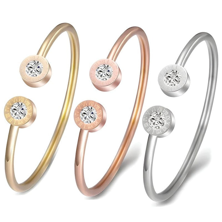 Cuff Roman Number Zirconia Cuff Bracelet