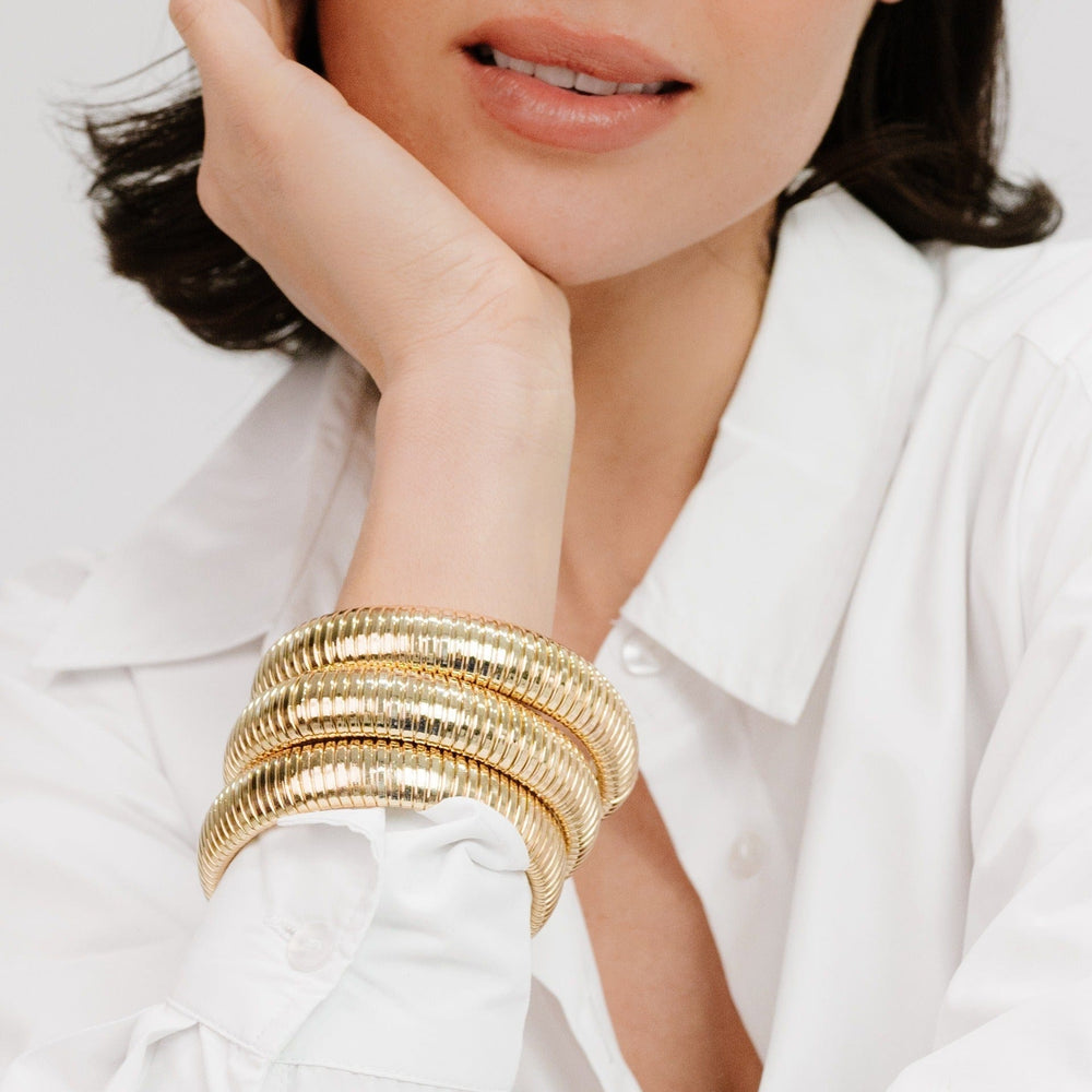 Cuffs and Bangles Flex Snake Chain Stretch Bracelet Set