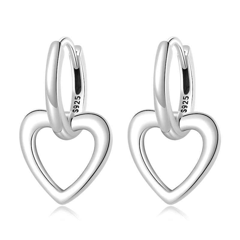 Drop Simple Silver Love Heart Earrings