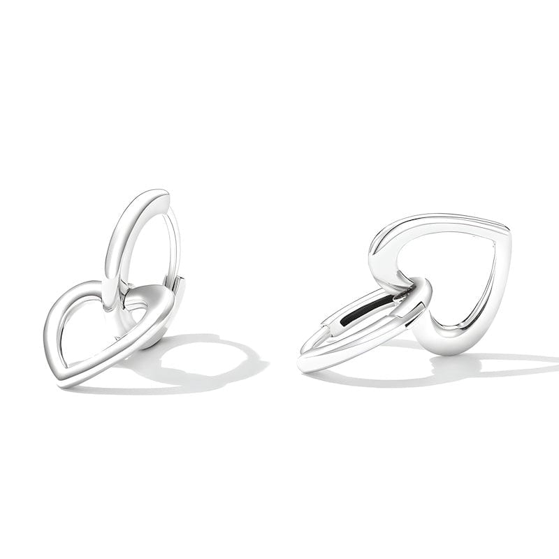Drop Simple Silver Love Heart Earrings