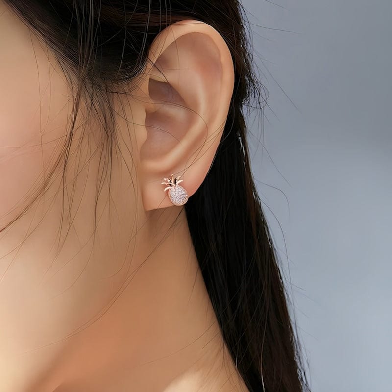 Earrings Pineapple Earrings Sterling Silver Rose Gold Color