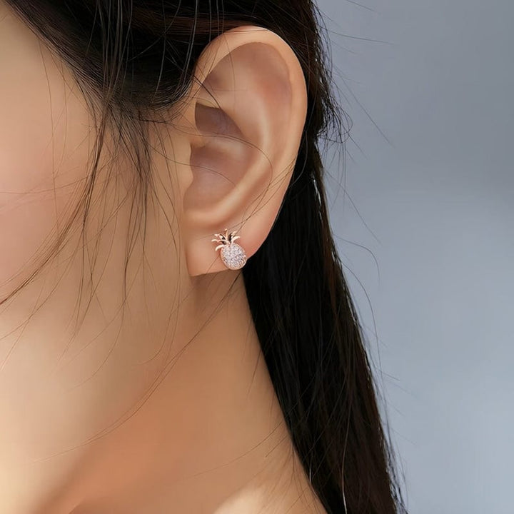 Earrings Pineapple Earrings Sterling Silver Rose Gold Color