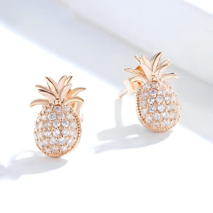 Earrings Pineapple Earrings Sterling Silver Rose Gold Color