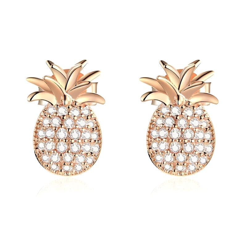 Earrings Pineapple Earrings Sterling Silver Rose Gold Color