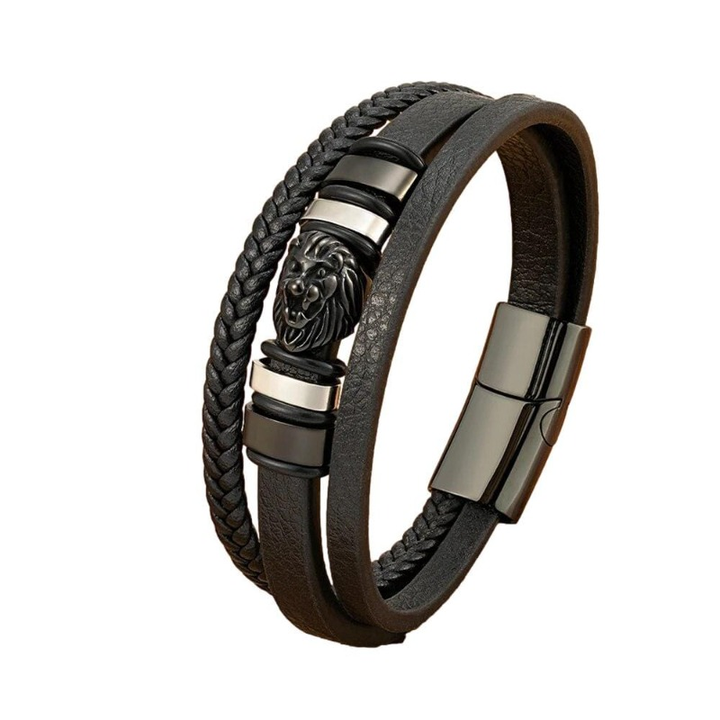 Leather Animal Lion Woven Multilayer Leather Bracelet