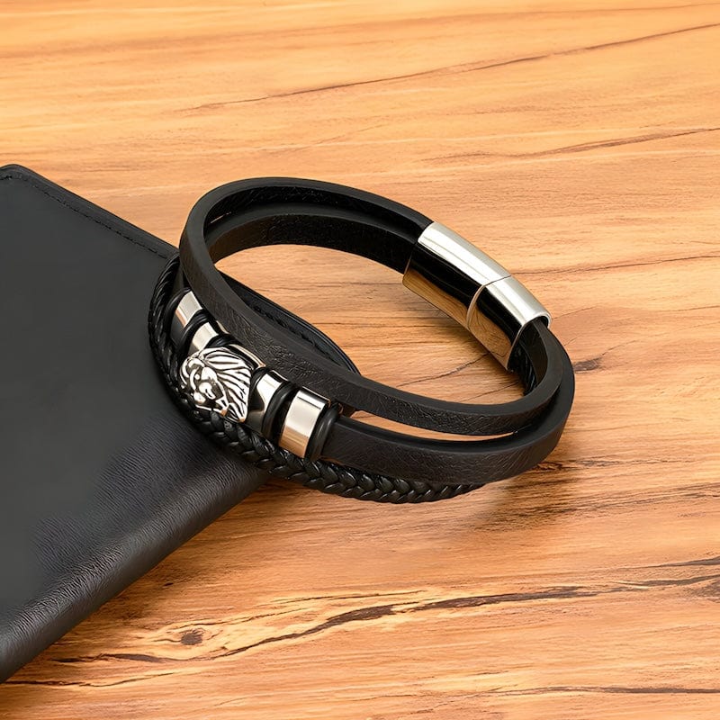 Leather Animal Lion Woven Multilayer Leather Bracelet