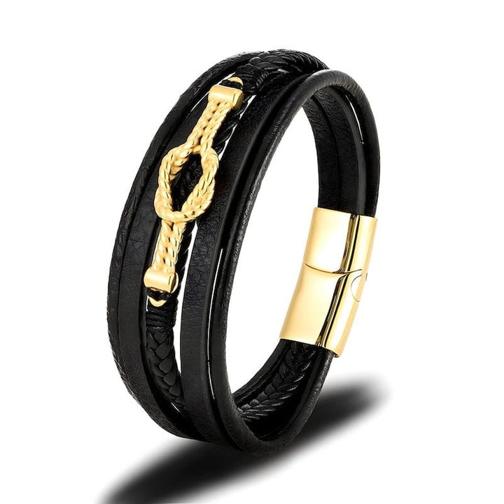 Braided Leather Infinity Knot Bracelet Leather Unique Leather Bracelets 19cm Gold 
