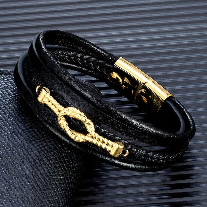 Leather Braided Leather Infinity Knot Bracelet