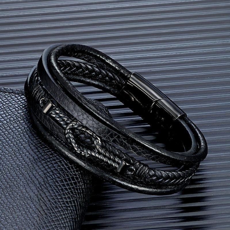 Leather Braided Leather Infinity Knot Bracelet