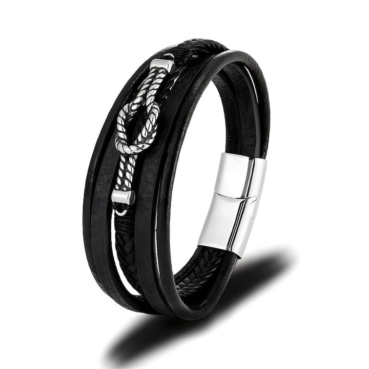 Leather Braided Leather Infinity Knot Bracelet