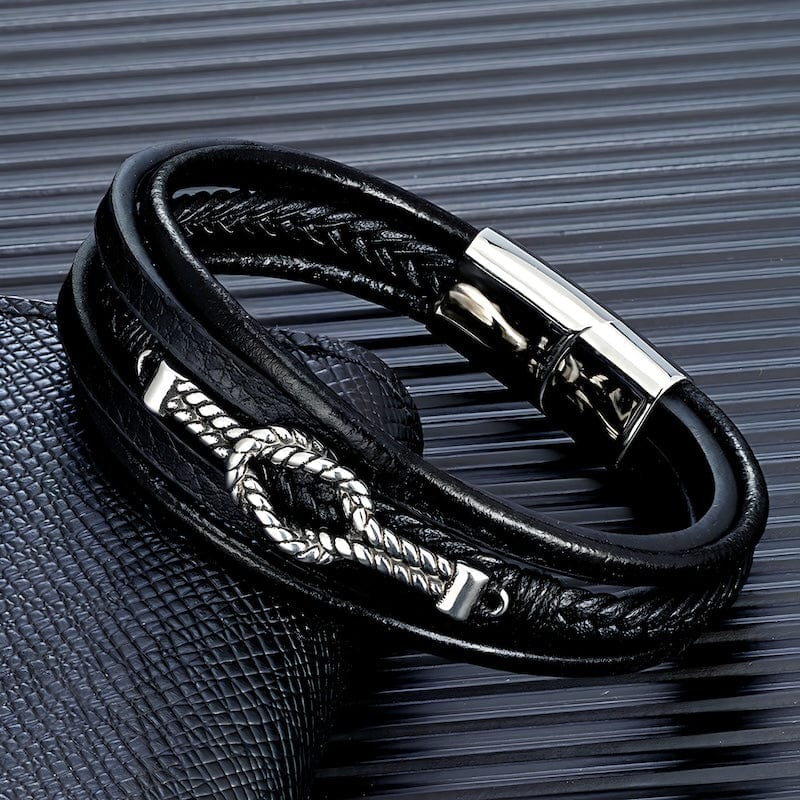 Leather Braided Leather Infinity Knot Bracelet