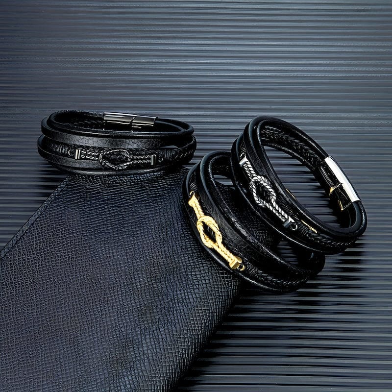 Braided Leather Infinity Knot Bracelet Leather Unique Leather Bracelets   