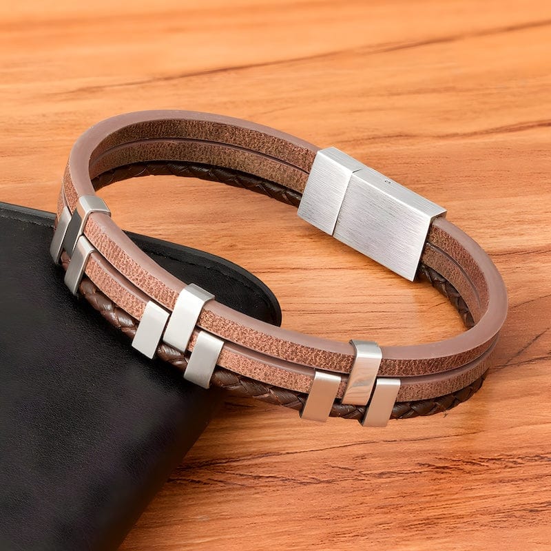 Classic Conected Straps Leather Bracelet Leather Unique Leather Bracelets   