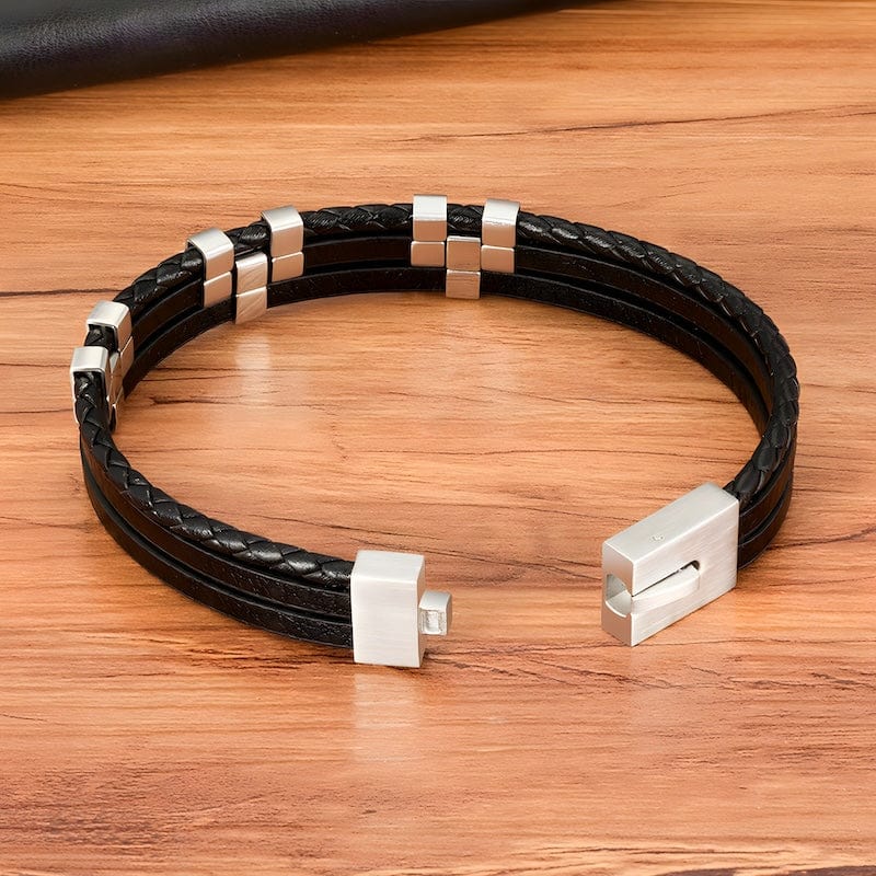Classic Conected Straps Leather Bracelet Leather Unique Leather Bracelets   
