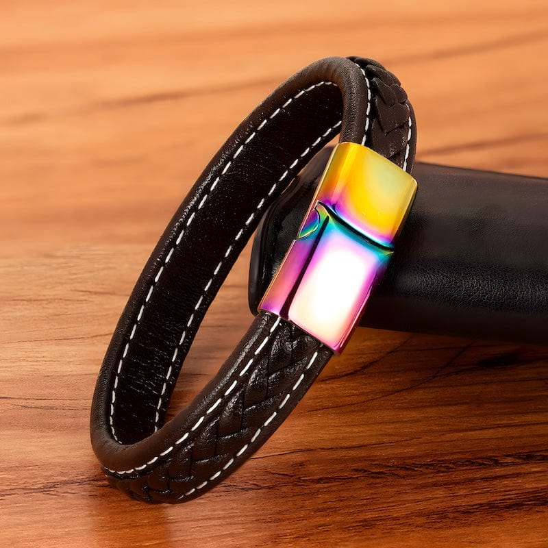 Leather Colorful Rainbow Braided Leather Bracelet