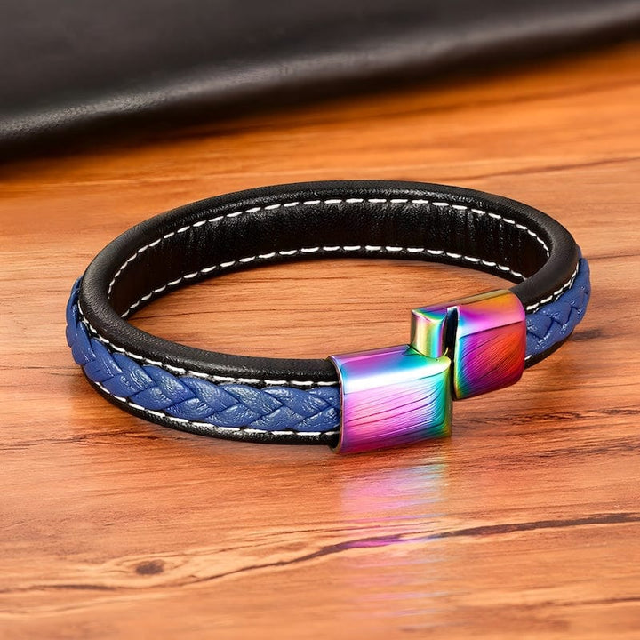 Leather Colorful Rainbow Braided Leather Bracelet
