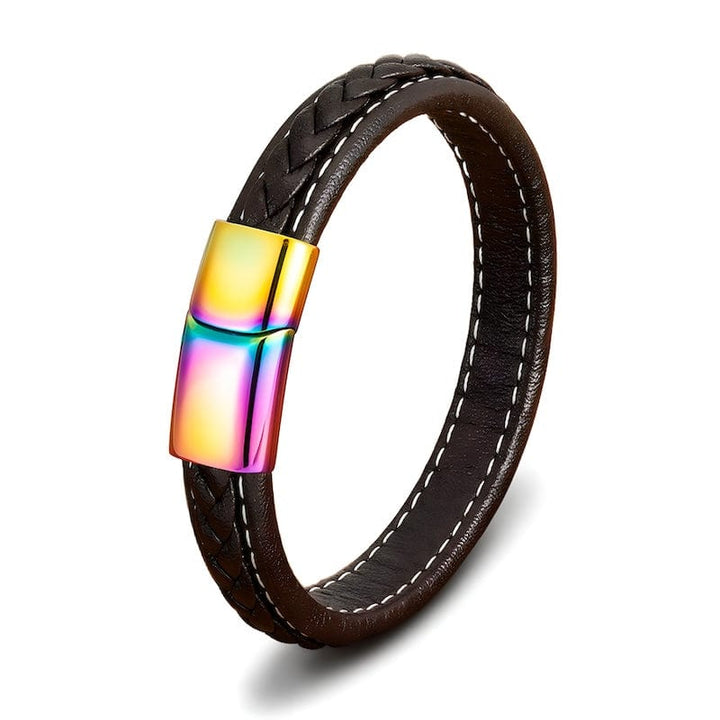 Leather Colorful Rainbow Braided Leather Bracelet
