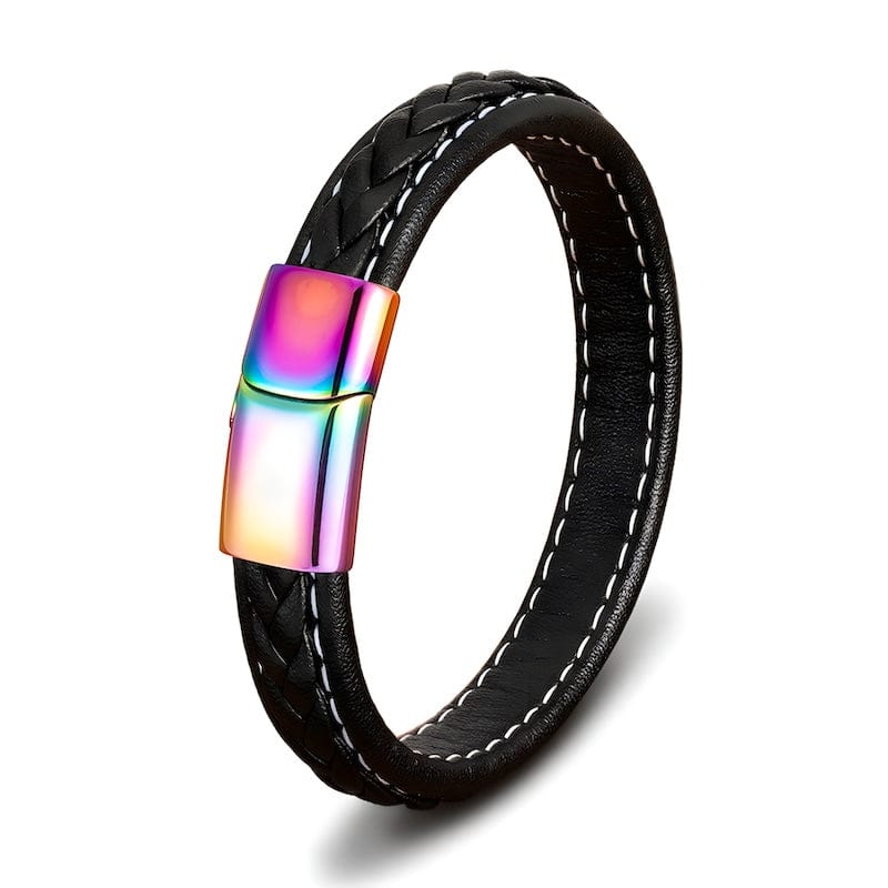 Leather Colorful Rainbow Braided Leather Bracelet